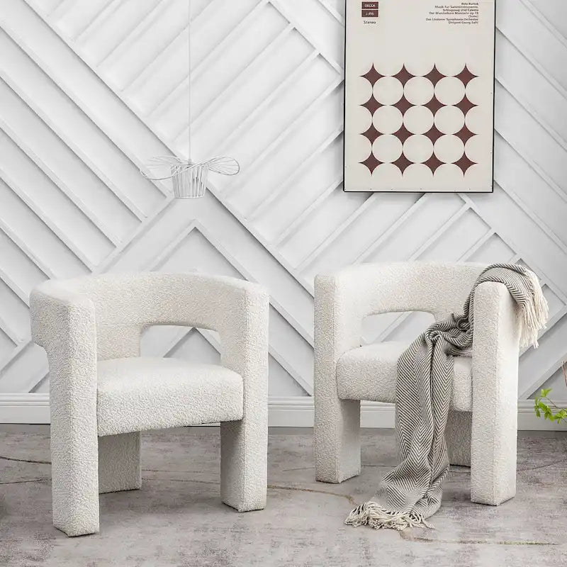 KINWELL 28   Wide Boucle Upholstered Square Armchair (Set of 2)