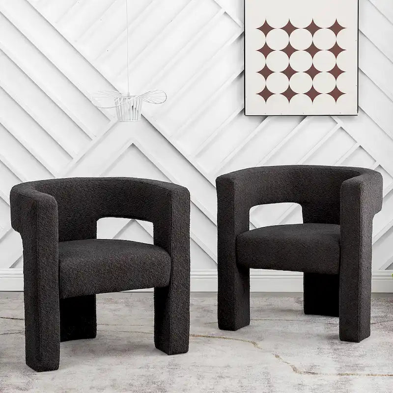 Fauteuil carré rembourré en bouclette KINWELL 28 pouces de large (ensemble de 2)