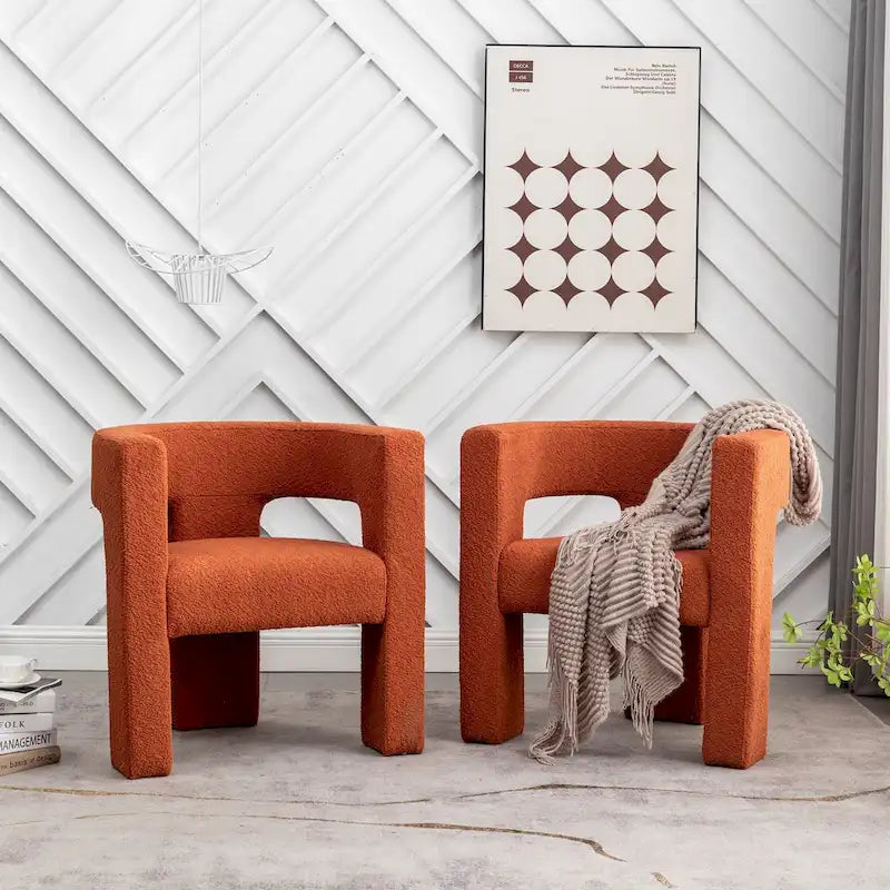 Fauteuil carré rembourré en bouclette KINWELL 28 pouces de large (ensemble de 2)