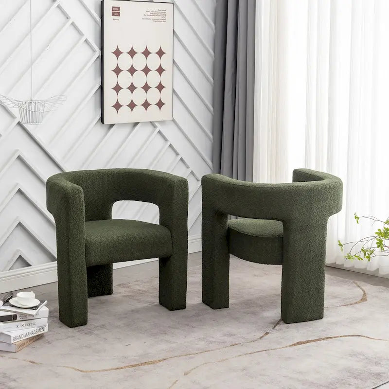 Fauteuil carré rembourré en bouclette KINWELL 28 pouces de large (ensemble de 2)