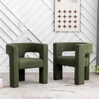 Fauteuil carré rembourré en bouclette KINWELL 28 pouces de large (ensemble de 2)