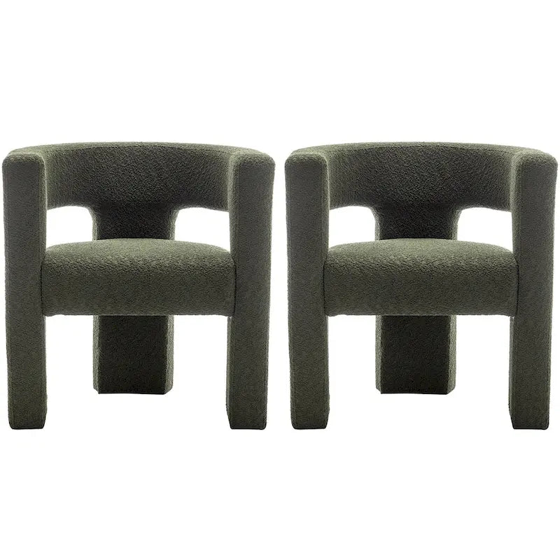 Fauteuil carré rembourré en bouclette KINWELL 28 pouces de large (ensemble de 2)