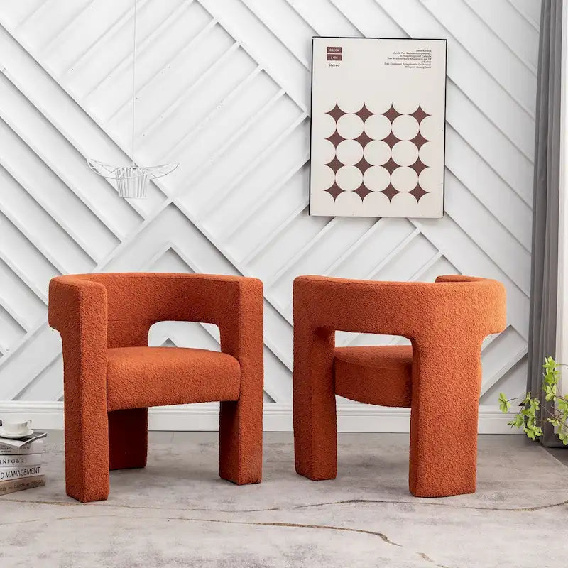 Fauteuil carré rembourré en bouclette KINWELL 28 pouces de large (ensemble de 2)