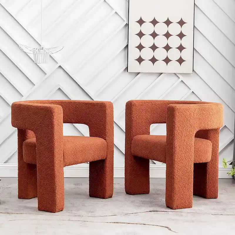 Fauteuil carré rembourré en bouclette KINWELL 28 pouces de large (ensemble de 2)