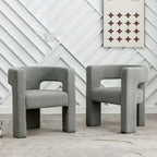 Fauteuil carré rembourré en bouclette KINWELL 28 pouces de large (ensemble de 2)