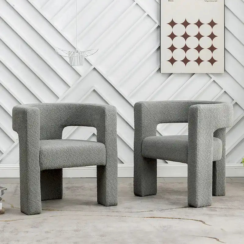 Fauteuil carré rembourré en bouclette KINWELL 28 pouces de large (ensemble de 2)