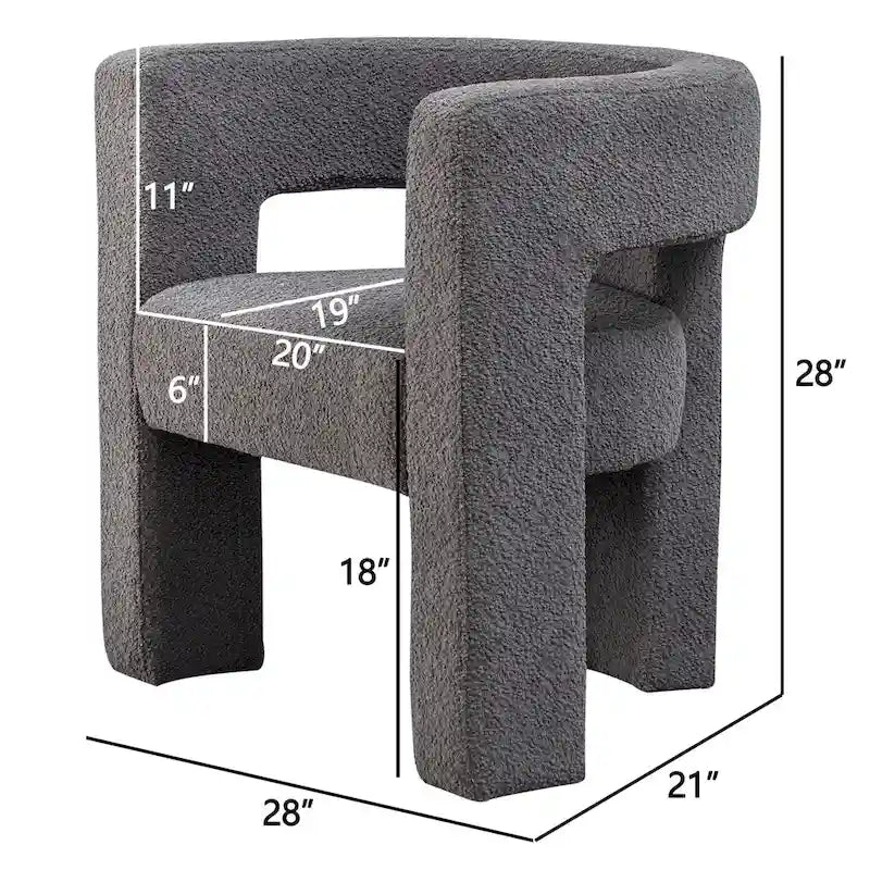Fauteuil carré rembourré en bouclette KINWELL 28 pouces de large (ensemble de 2)