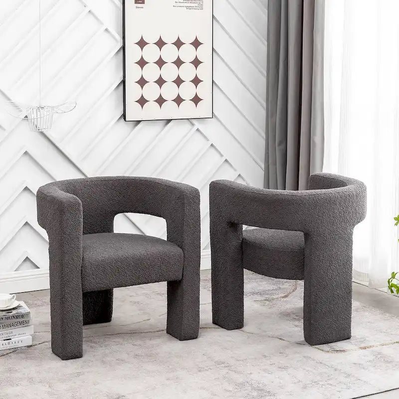 Fauteuil carré rembourré en bouclette KINWELL 28 pouces de large (ensemble de 2)