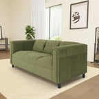 Canapé 3 places Coast to Coast Sofas, style moderne du milieu du siècle, revêtement en daim, structure en bois massif.