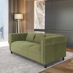 Canapé 3 places Coast to Coast Sofas, style moderne du milieu du siècle, revêtement en daim, structure en bois massif.