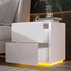 Table de chevet LED moderne laquée brillante, table d'appoint, table de nuit