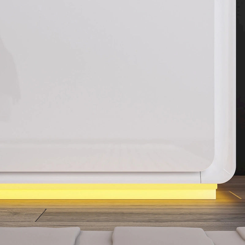 Table de chevet LED moderne laquée brillante, table d'appoint, table de nuit