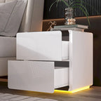 Table de chevet LED moderne laquée brillante, table d'appoint, table de nuit