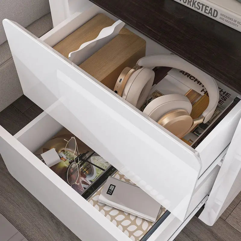 Table de chevet LED moderne laquée brillante, table d'appoint, table de nuit