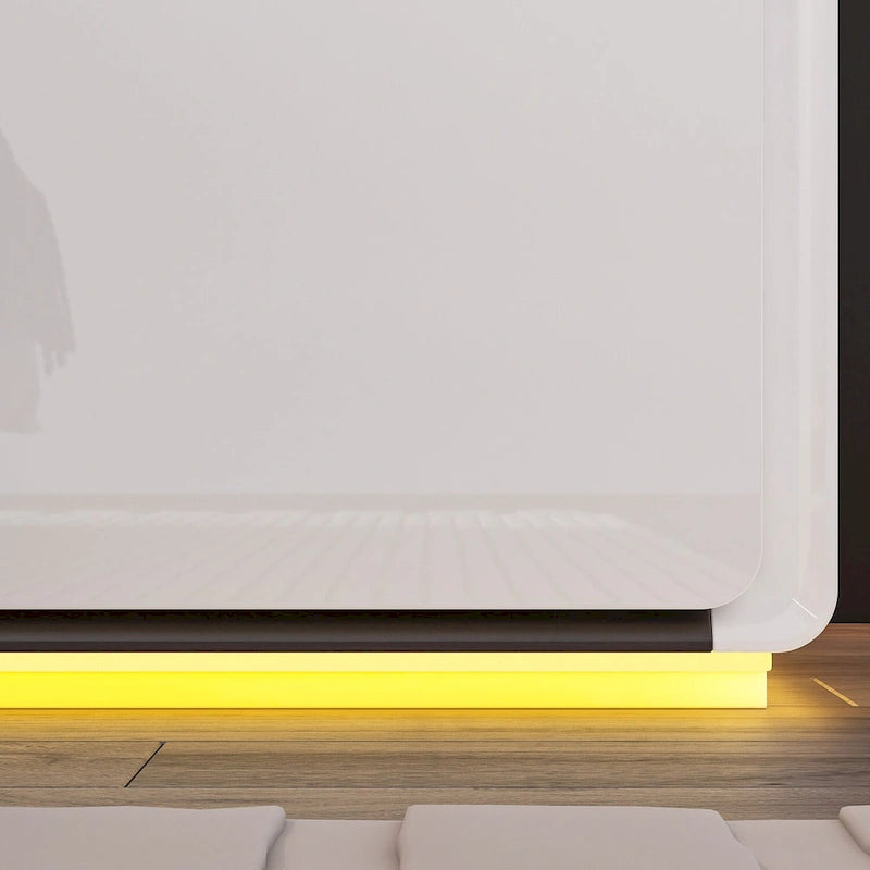 Table de chevet LED moderne laquée brillante, table d'appoint, table de nuit