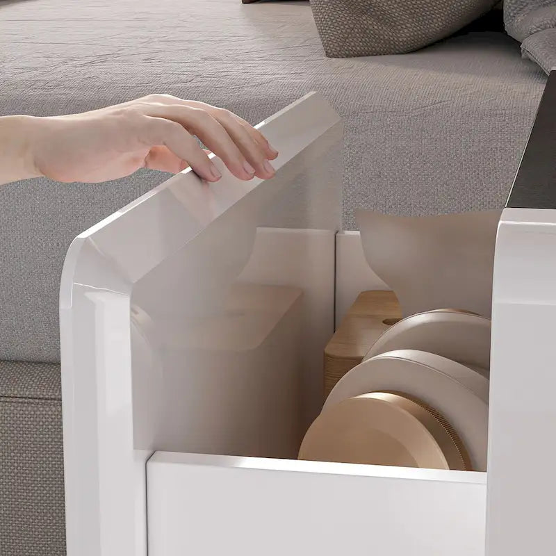 Table de chevet LED moderne laquée brillante, table d'appoint, table de nuit