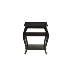 Table d'appoint HomeRoots 23 en bois noir avec pieds arqués et deux étagères - 51 cm (L) x 46 cm (P) x 58 cm (H)