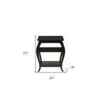 Table d'appoint HomeRoots 23 en bois noir avec pieds arqués et deux étagères - 51 cm (L) x 46 cm (P) x 58 cm (H)