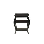 Table d'appoint HomeRoots 23 en bois noir avec pieds arqués et deux étagères - 51 cm (L) x 46 cm (P) x 58 cm (H)