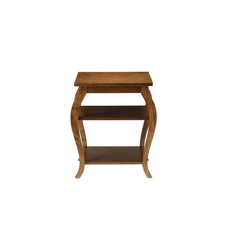 Table d'appoint HomeRoots 23 en bois noir avec pieds arqués et deux étagères - 51 cm (L) x 46 cm (P) x 58 cm (H)