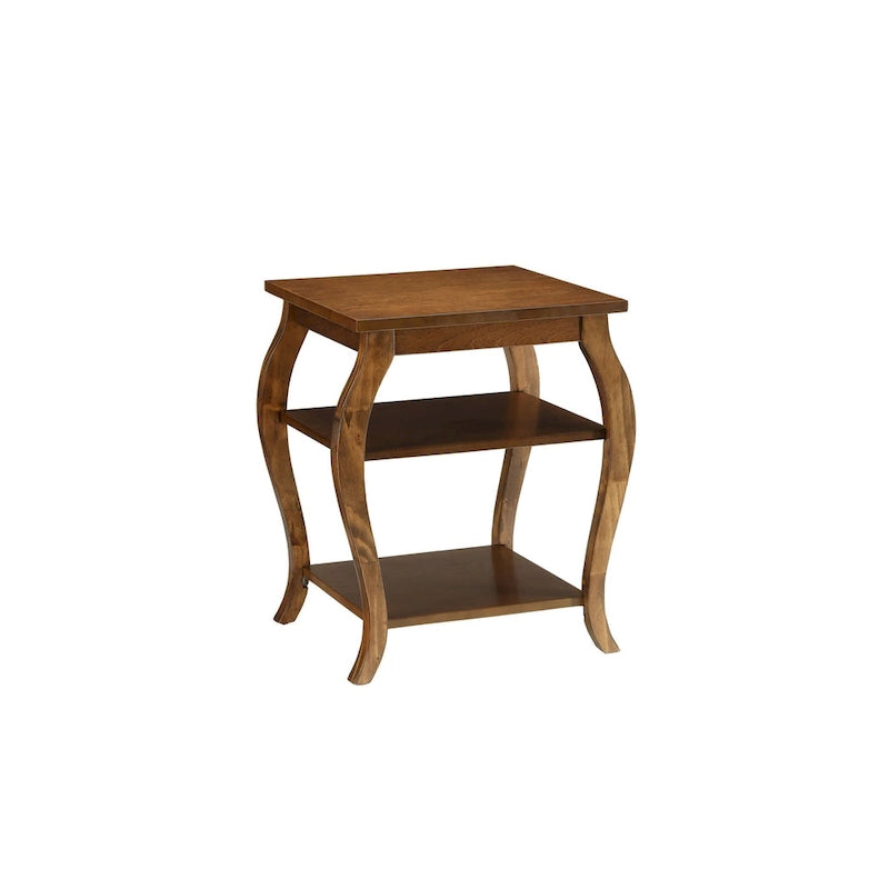 Table d'appoint HomeRoots 23 en bois noir avec pieds arqués et deux étagères - 51 cm (L) x 46 cm (P) x 58 cm (H)