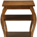 Table d'appoint HomeRoots 23 en bois noir avec pieds arqués et deux étagères - 51 cm (L) x 46 cm (P) x 58 cm (H)