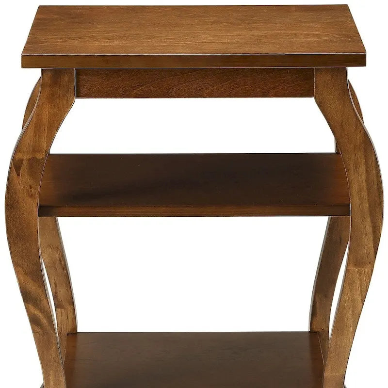 Table d'appoint HomeRoots 23 en bois noir avec pieds arqués et deux étagères - 51 cm (L) x 46 cm (P) x 58 cm (H)