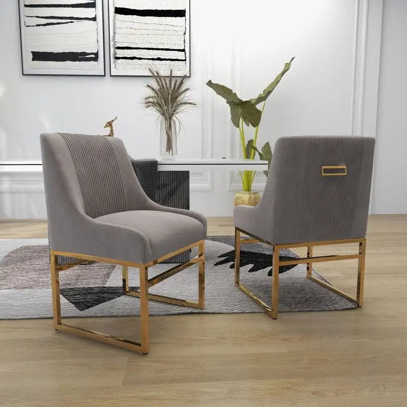 Chaise de salle à manger contemporaine SEYNAR en velours avec pieds en métal, lot de 2