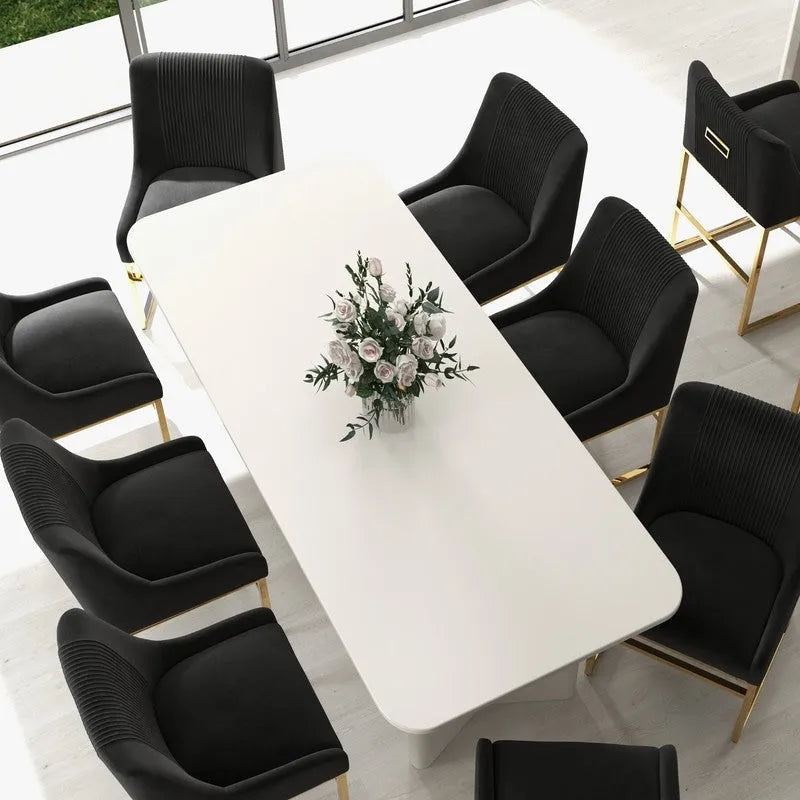 Chaise de salle à manger contemporaine SEYNAR en velours avec pieds en métal, lot de 2