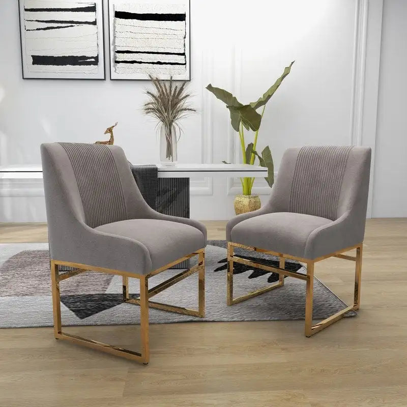 Chaise de salle à manger contemporaine SEYNAR en velours avec pieds en métal, lot de 2
