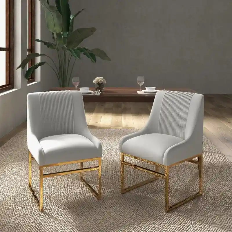 Chaise de salle à manger contemporaine SEYNAR en velours avec pieds en métal, lot de 2