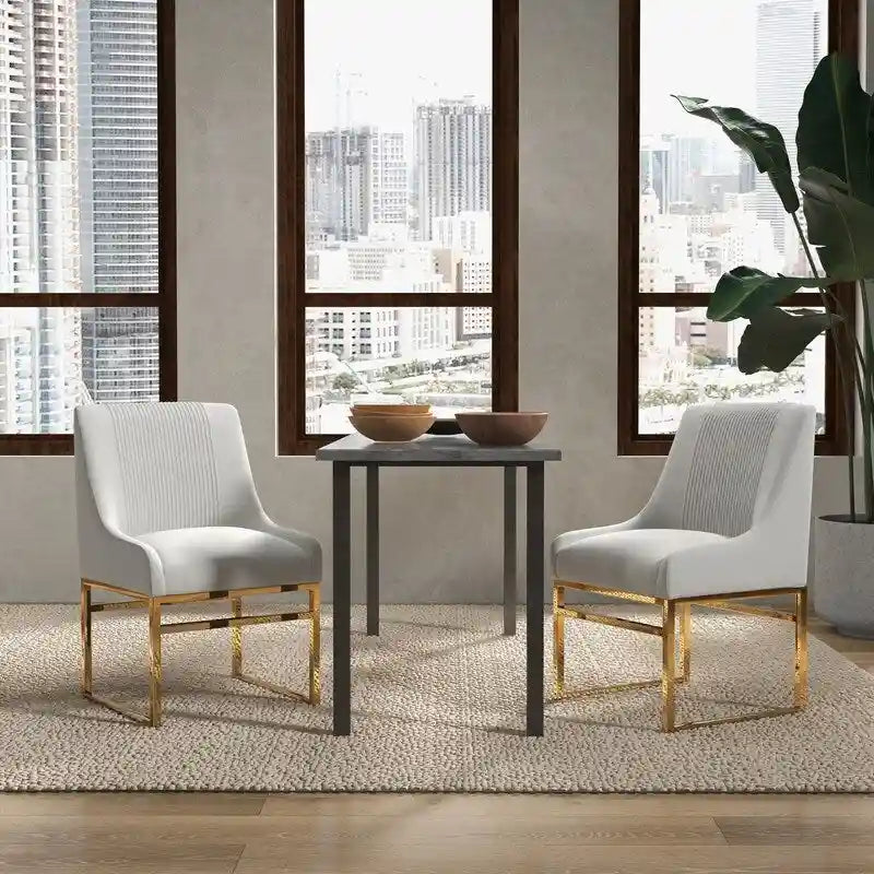 Chaise de salle à manger contemporaine SEYNAR en velours avec pieds en métal, lot de 2