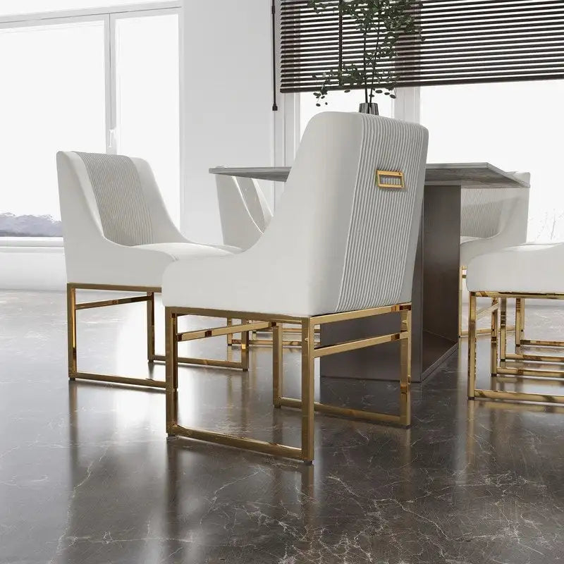 Chaise de salle à manger contemporaine SEYNAR en velours avec pieds en métal, lot de 2