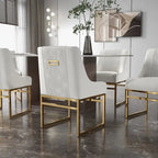 Chaise de salle à manger contemporaine SEYNAR en velours avec pieds en métal, lot de 2