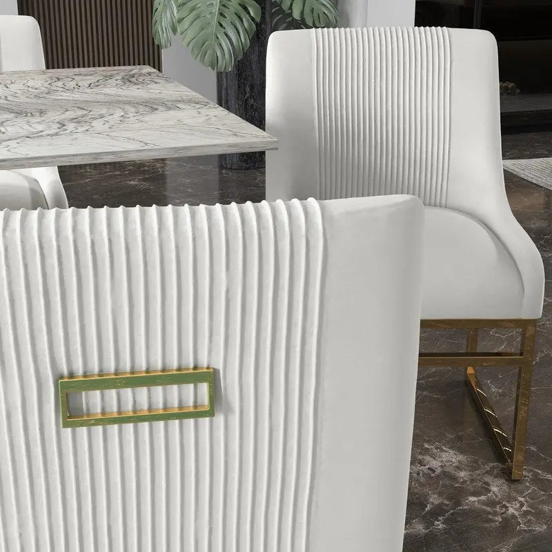 Chaise de salle à manger contemporaine SEYNAR en velours avec pieds en métal, lot de 2