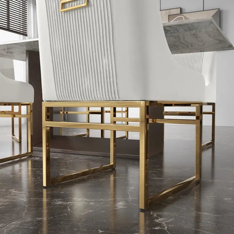 Chaise de salle à manger contemporaine SEYNAR en velours avec pieds en métal, lot de 2