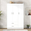 3-Door Wardrobe with 2 Drawers, Wood Grain Effect