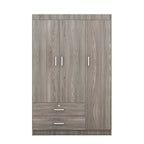 3-Door Wardrobe with 2 Drawers, Wood Grain Effect