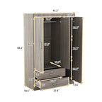 3-Door Wardrobe with 2 Drawers, Wood Grain Effect