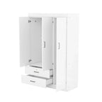 3-Door Wardrobe with 2 Drawers, Wood Grain Effect