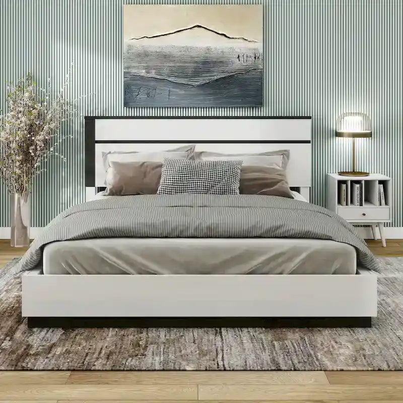 Lit plateforme contemporain Conjira en bois blanc de Furniture of America