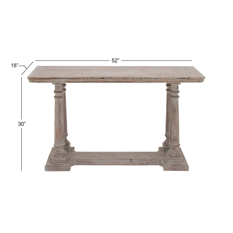 Console en bois avec finitions vieillies - Brun clair - Roche River Decor - 46 cm (L) x 132 cm (l) x 76 cm (H)