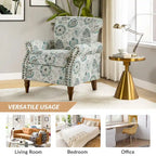 Ensemble de 2 fauteuils d'appoint Nyctelius en polyester traditionnel avec motif et garniture cloutée, par HULALA HOME