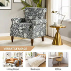 Ensemble de 2 fauteuils d'appoint Nyctelius en polyester traditionnel avec motif et garniture cloutée, par HULALA HOME