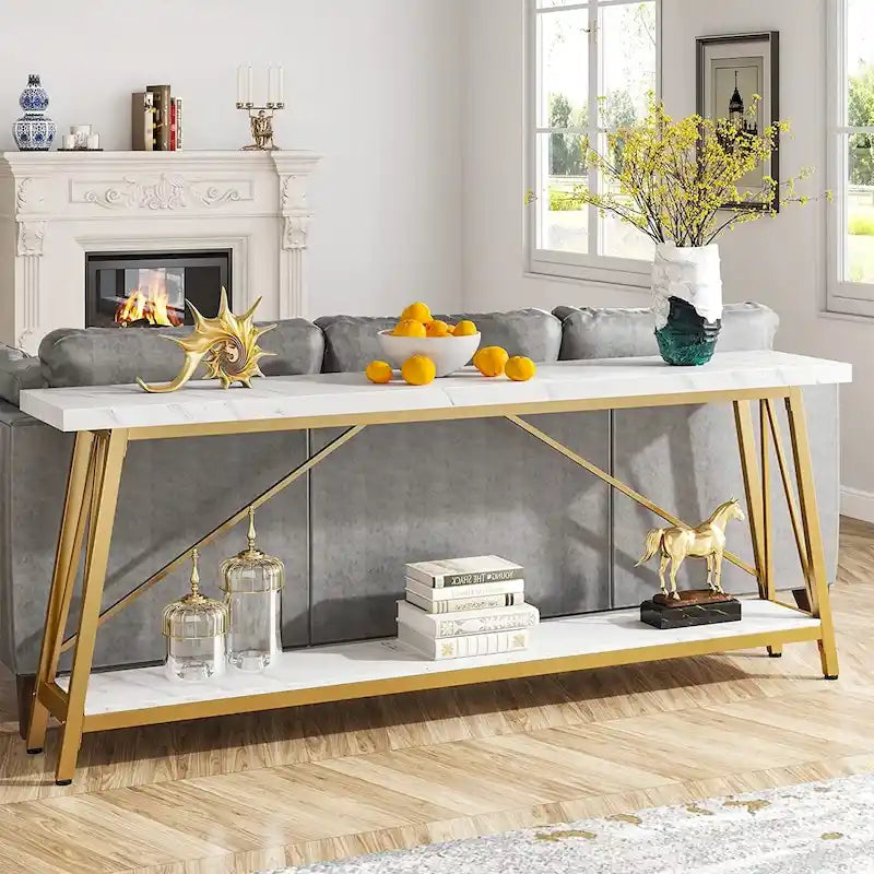 Table console extra longue de 70,9 pouces, style industriel.
