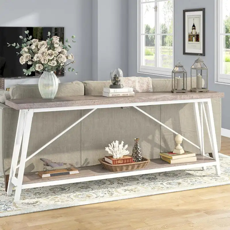 Table console extra longue de 70,9 pouces, style industriel.