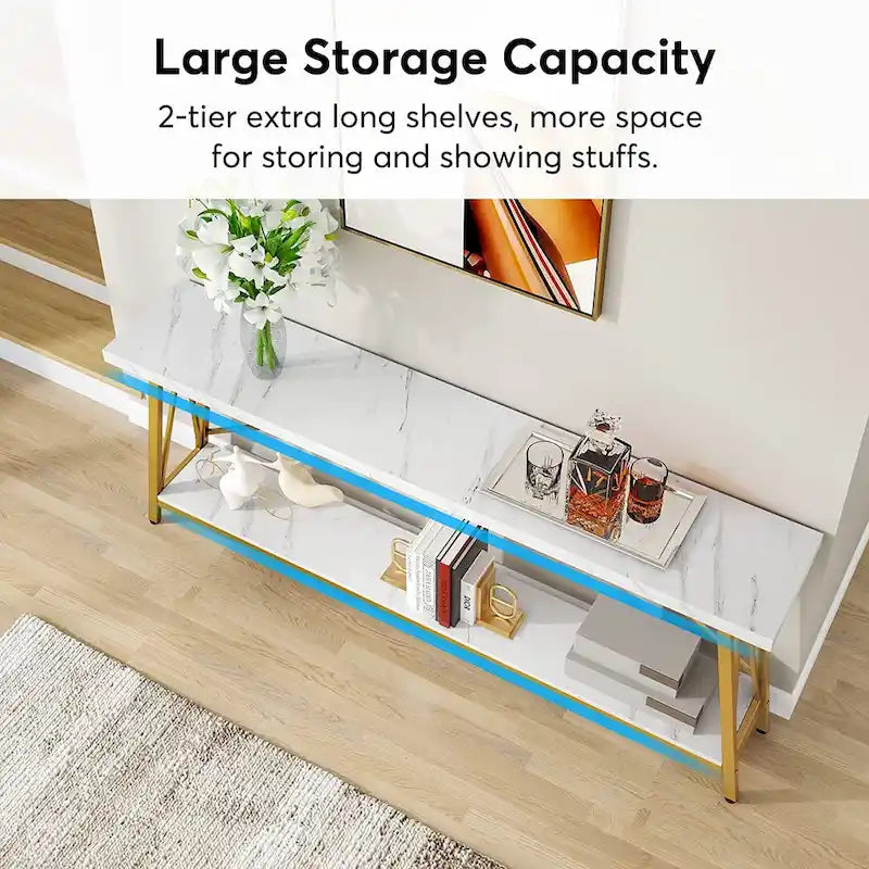 Table console extra longue de 70,9 pouces, style industriel.