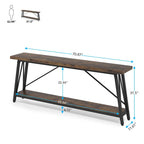 Table console extra longue de 70,9 pouces, style industriel.