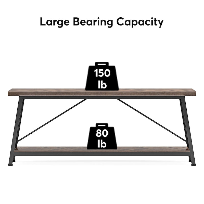 Table console extra longue de 70,9 pouces, style industriel.
