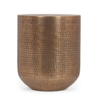 Table d'appoint tambour en aluminium style bohème, fabriquée à la main par Christopher Knight Home - 15,00 L x 15,00 l x 17,50 H